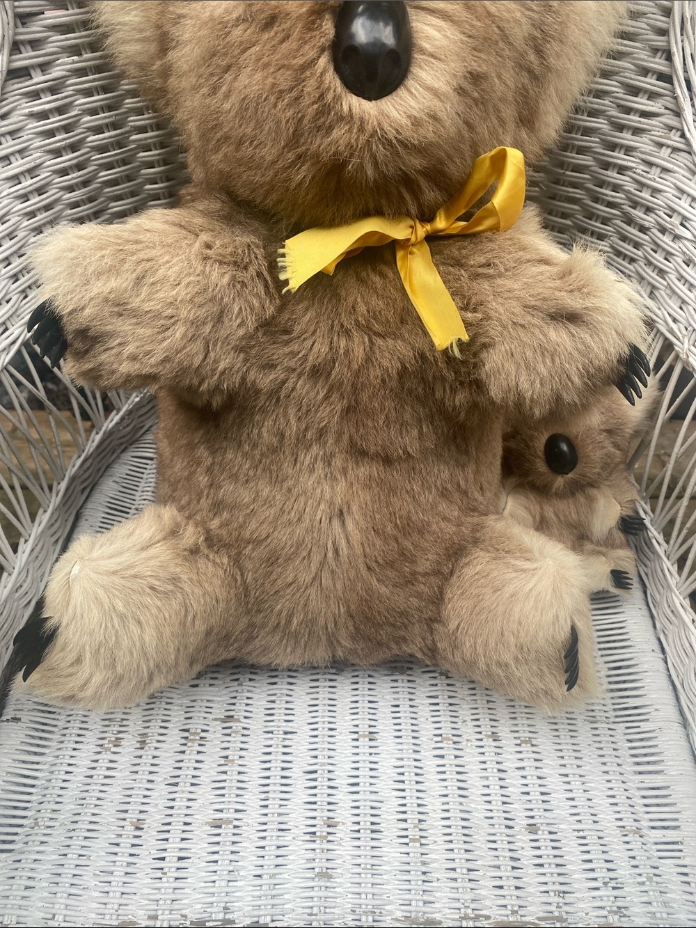 Vintage Plush Brown Koala Stuffed Animal Toy with Yellow Bow and Joey Koala - Picture 7 of 16